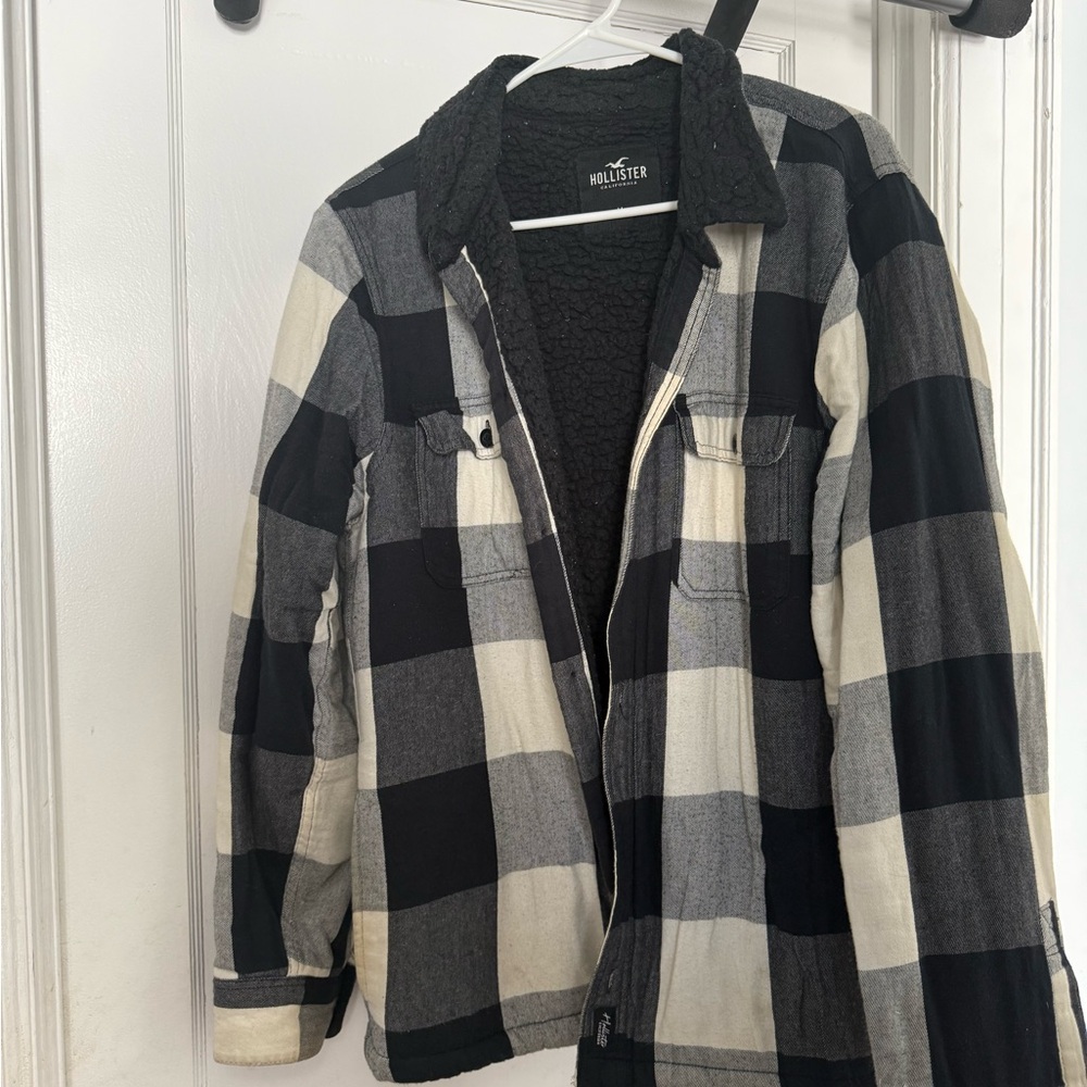 Hollister Black and White Plaid Jacket